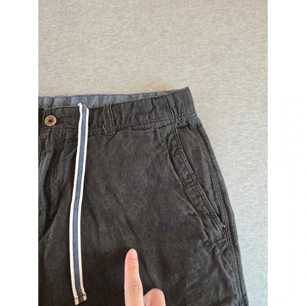 Banana Republic Shorts Mens 33 Charcoal Linen Blend Drawstring Casual 12